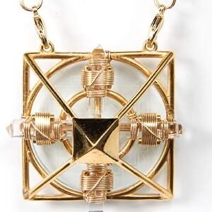 Crystal Healing Pendant - Sri Yantra Ascension Solar Form in 24K Gold Plating