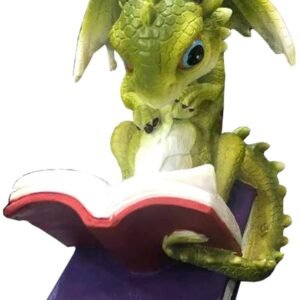 Nemesis Now Stories Green Dragon Reading Figurine, Polyresin, One Size