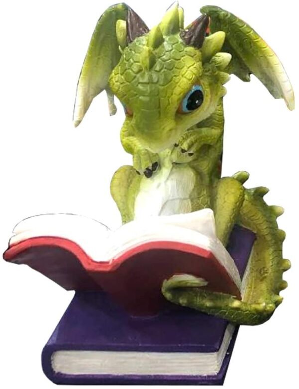 Nemesis Now Stories Green Dragon Reading Figurine, Polyresin, One Size