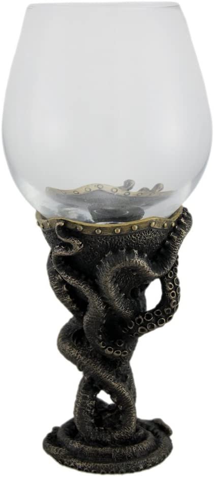 Magicun  Collection~Bronze Finish Steampunk Deep Sea Diver Octopus Wine Glass