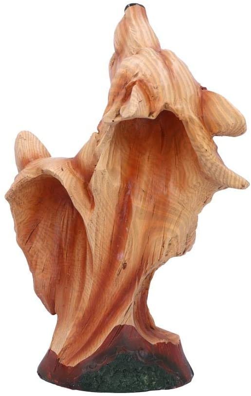 Animal Collection~ Natural Call Howling Wolf Wood Effect Bust, Polyresin, One Size