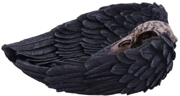 Dark Collection~Edgar Allen Poe's Nevermore Raven Skull Trinket Holder Jewellery Dish, Black, 17cm