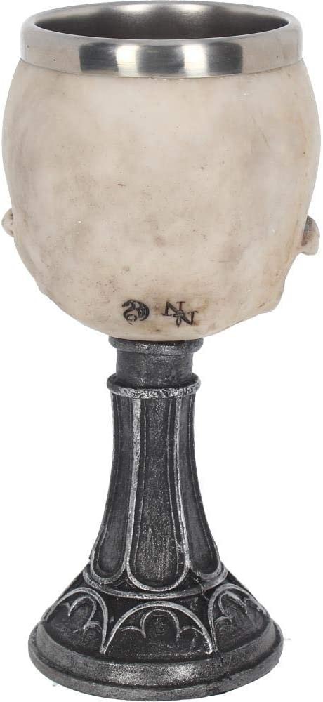 Magicun N.Giftware~Skull Chalice Anne Stokes Goblet 17.8cm Ivory, Resin w/Stainless Steel Insert, One Size
