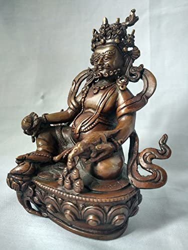 Magic  Collection~Authentic 6" Kubera Statue Also Known as Jambhala Chief of Demons of The Lower World. Hand Made in Nepal - Tibetan Buddha Statue - Peace Harmony Buddhism Statue - Antique Style