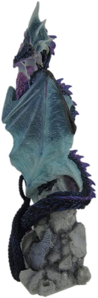 Magic  Collection~Andrew Bill Silent Watcher Hand Painted Indigo Dragon Statue