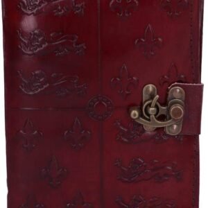 Mythology Collection~ Lockable Red Leather Medieval Embossed Journal, Paper, Burgundy, One Size
