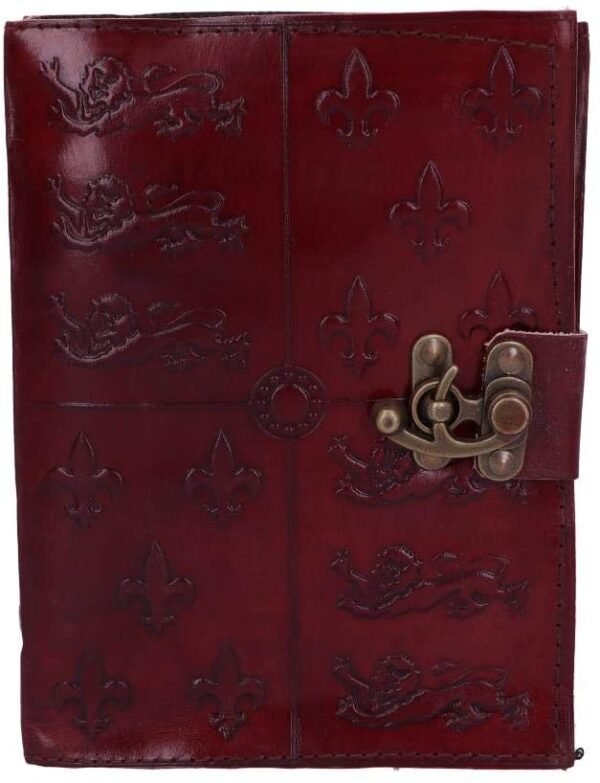 Mythology Collection~ Lockable Red Leather Medieval Embossed Journal, Paper, Burgundy, One Size