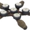 Wiccan Collection~Broomstick Pentagram Tea Light Holder 34cm, Resin, Brown, One Size