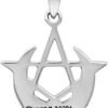 Sterling Silver Small Crescent Moon Pentacle Pentagram Pendant