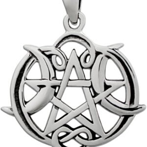 Sterling Silver Small Heart Pentacle Pentagram Pendant