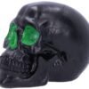Dark Collection~Geode Black Green Gothic Glitter Skull Figurine, Polyresin, 17cm