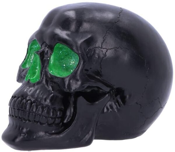 Dark Collection~Geode Black Green Gothic Glitter Skull Figurine, Polyresin, 17cm
