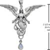 Dryad Design Sterling Silver Melusine Angel Pendant with Natural Rainbow Moonstone