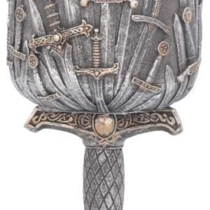 Mythology Collection~ Sword of the King Goblet 20cm Silver, Resin w/stainless steel insert, One Size