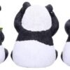 Animal Collection~ Three Wise Pandas 8.5cm, Resin, Black, One Size