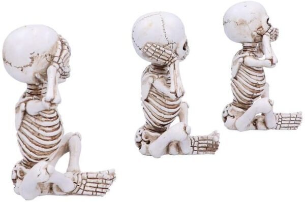 Dark Collection~See No, Hear No, Speak No Evil Skellywag Skeleton Figurines, Polyresin, Natural Bone Colour, One Size