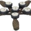 Wiccan Collection~Broomstick Pentagram Tea Light Holder 34cm, Resin, Brown, One Size