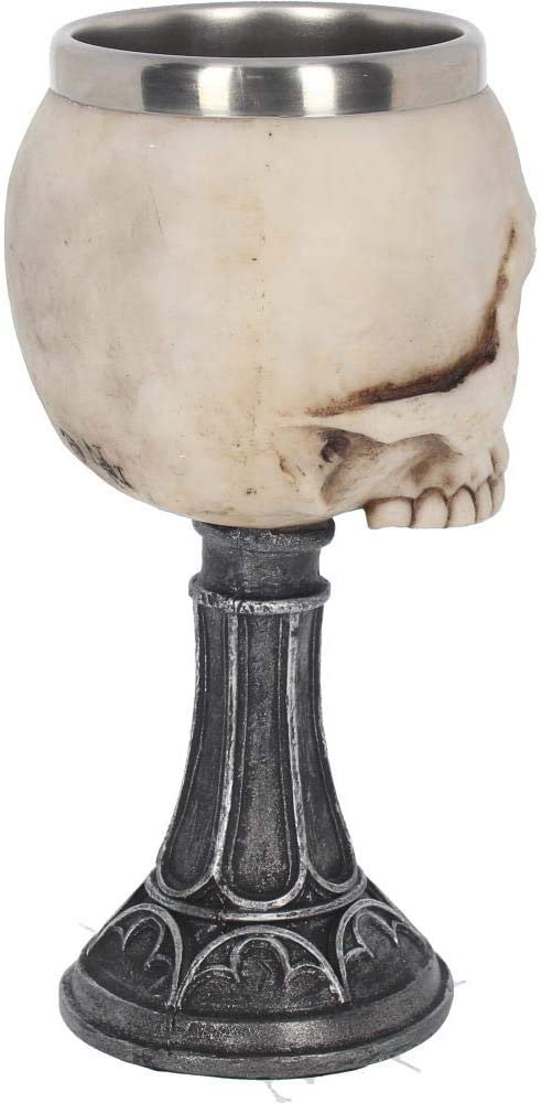 Artist Collections~ Skull Chalice Anne Stokes Goblet 17.8cm Ivory, Resin w/Stainless Steel Insert