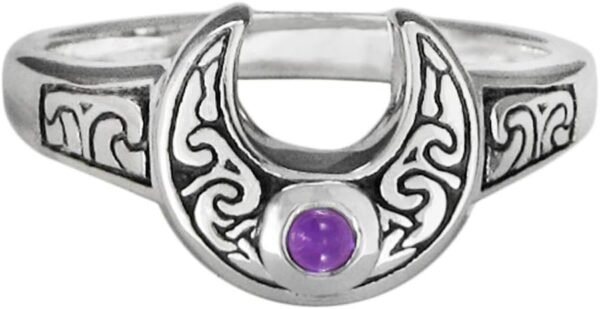 Amethyst Celtic Ring – Sterling Silver Crescent Moon Design by Paul Borda of Dryad Design