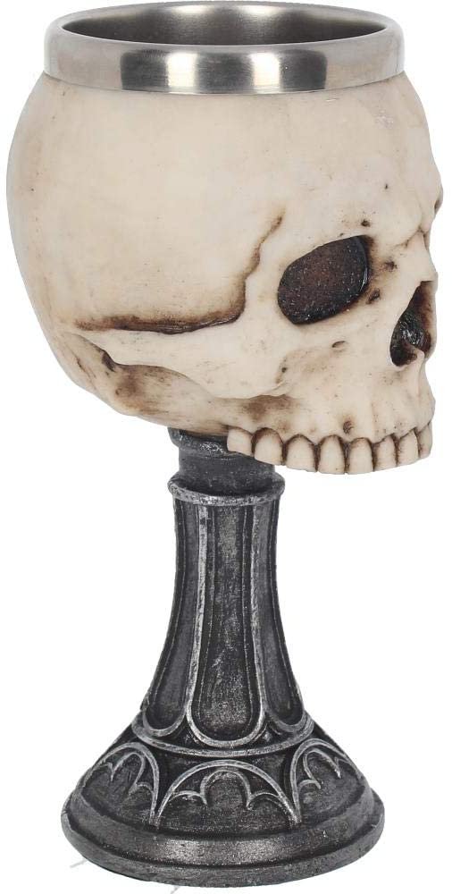 Artist Collections~ Skull Chalice Anne Stokes Goblet 17.8cm Ivory, Resin w/Stainless Steel Insert