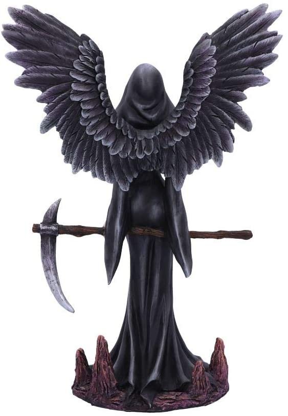 Light Collection~Take My Soul Gothic Female Reaper with Scythe Figurine, Polyresin, Black, 23.5cm