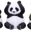 Animal Collection~ Three Wise Pandas 8.5cm, Resin, Black, One Size