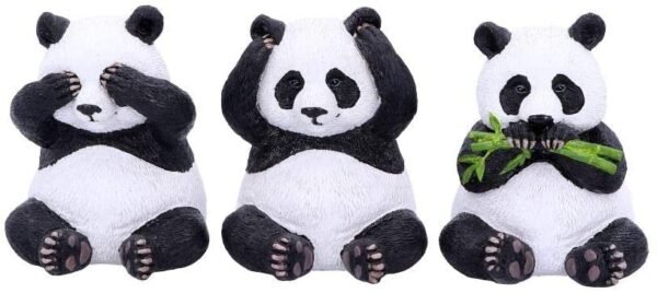 Animal Collection~ Three Wise Pandas 8.5cm, Resin, Black, One Size