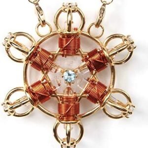 Crystal Healing Pendant - Shambhala Star Radiator Solar Form in 24K Gold Plate with Magnets & Copper Wire