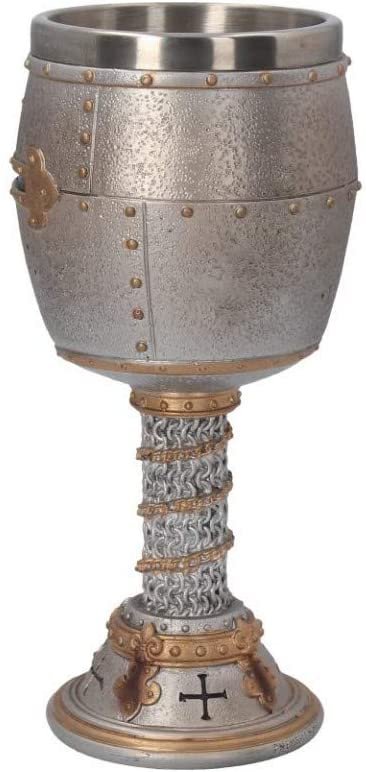 Mythology Collection~ B3245H7 Crusader Goblet 18cm Silver, Resin w/stainless steel insert, One Size