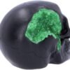 Dark Collection~Geode Black Green Gothic Glitter Skull Figurine, Polyresin, 17cm