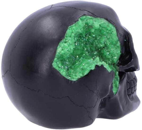 Dark Collection~Geode Black Green Gothic Glitter Skull Figurine, Polyresin, 17cm