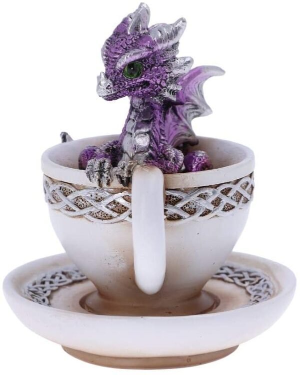 Fantasy Collection~ Purple Dracuccino Dragon Teacup Figurine, Polyresin, One Size
