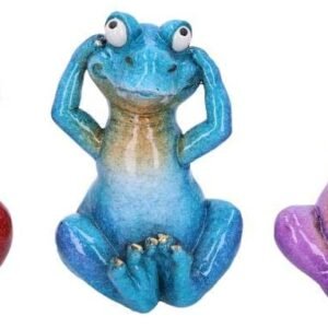 Animal Collection~ See No, Hear No, Speak No Evil Tyrannosaurus Rex Figurines, Polyresin, Red, Blue and Purple, 13cm