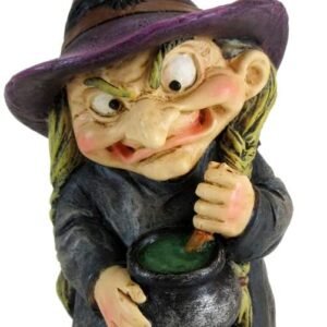 Wiccan Collection~D5049R0 Double Small Witch and Cauldron Figurine, Polyresin, Black, 9.7cm