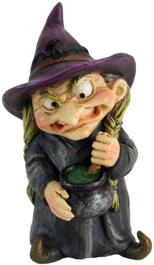 Wiccan Collection~D5049R0 Double Small Witch and Cauldron Figurine, Polyresin, Black, 9.7cm