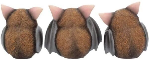 Dark Collection~B4473N9 Three Wise Bats 8.5cm Figurines, Brown
