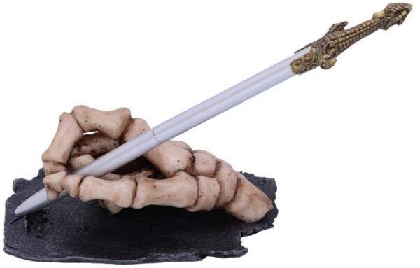 Dark Collection~Mightier Skeleton Hand and Sword Pen Holder, Natural Bone Colour, One Size