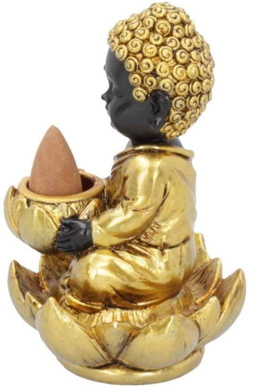 Light Collection~Baby Buddha Backflow Incense Burner 10.3cm, Gold
