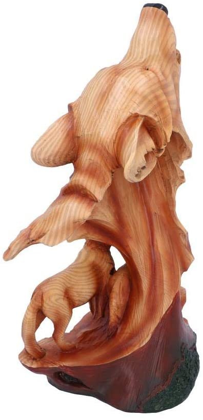 Magicun N.Giftware~Wood Effect Natural Symphony Howling Woves Bust, us:one Size