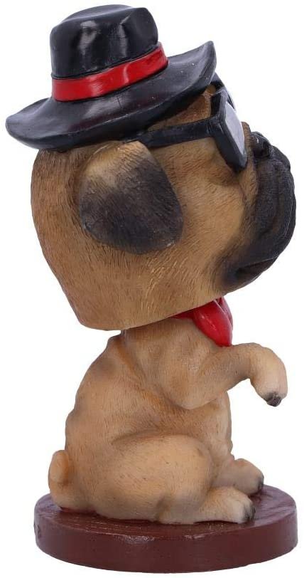 Animal Collection~ U5007R0 Fawn Pug Dog with Hat and Shades Bobble Head Figurine, Polyresin, 11.5cm