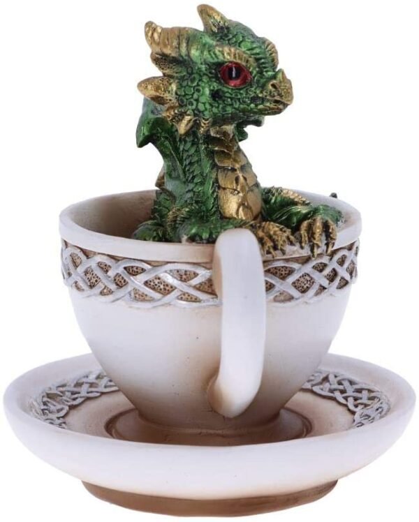 Fantasy Collection~ U5020R0 Green Dracuccino Dragon Teacup Figurine, Polyresin, One Size