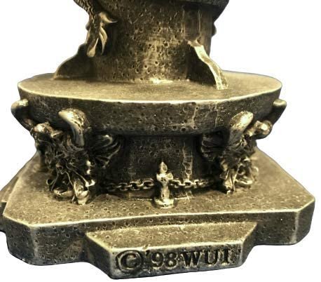 Magic  Collection~2 Dragon Candlestick Holder 9.5” Tall Pewter Color Fantasy Mythical mid-Evil Gothic Veronese Collection