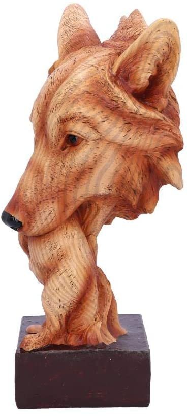 Animal Collection~ H5034R0 Natural Protection Wolf Mother and Cub Wood Effect Bust, Polyresin, One Size