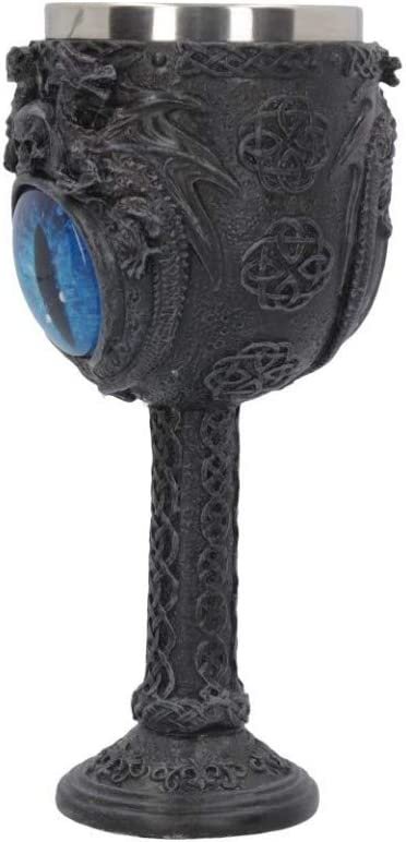 Nemesis Now Ice Dragon's Glare Goblet 18.5cm Black, Resin w/Stainless Steel Insert