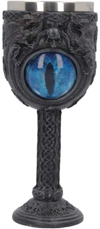 Nemesis Now Ice Dragon's Glare Goblet 18.5cm Black, Resin w/Stainless Steel Insert