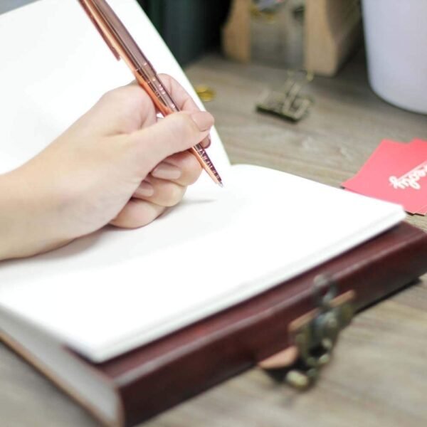 Witchcraft~Leather Book of Shadows Journal, Supernatural Notebook with Chakra Gem Stones Healing Crystals and Latch, by  (Brown Single Lock)