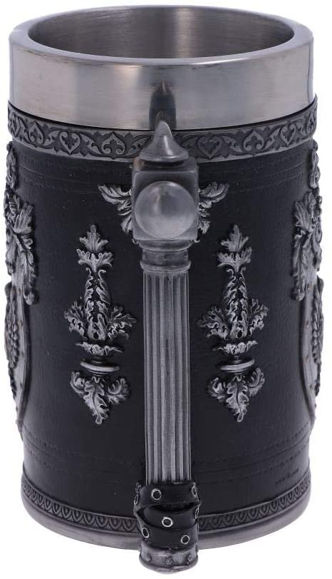 Mythology Collection~ Double Headed Eagle Crest Empire Tankard Mug, Black and Silver, 16cm