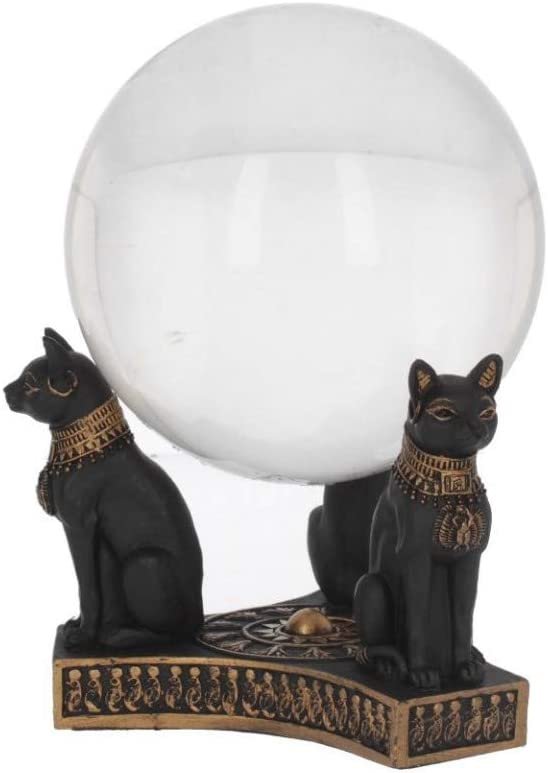 Mythology Collection~ Bastet's Honour Crystal Ball Holder 12.7cm, Resin, Black