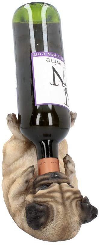 Animal Collection~ Guzzlers Pug Wine Bottle Holder 21cm Fawn