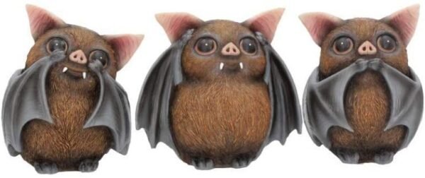 Magicun N.Giftware~Three Wise Bats 8.5cm Figurines, Brown